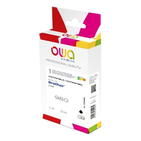 Cartouche Owa ompatible Brother LC980-LC1100 noire pour imprimante jet d'encre (1/5)