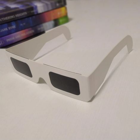 Lunettes d'éclipse solaire (8 paires) - Conformes à la norme ISO 12312-2:2015 et certifiées CE, lunettes de sécurité pour l'observation directe du soleil (blanches)