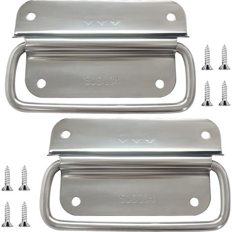 Pièces Poignées Pliantes, Poignée de Boîte, Poignées de Caisse Pliantes, pour caisses tiroirs, boîtes placards, portes, bacs de rangement, pour Boîte à Outils, Avec vis(Argent,100 x 59 mm)