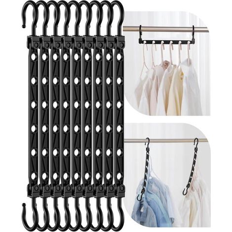 Lot de 8 cintres pliables, rotation 360°, ABS robuste, 6 trous par cintre, gain d'espace vertical pour placard (1/5)