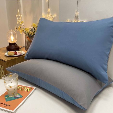 Taie D Oreiller - Microfibre - 48 x 74 cm - Pour Oreillers Reversibles - Décoration Intérieure - Lot De 2 (1/5)