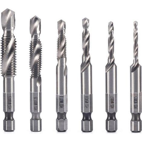 Kit de Forage et Taraudage 6 pièces en HSS, 1/4 Inch, pour Métal Léger/Bois/Plastique (1/5)
