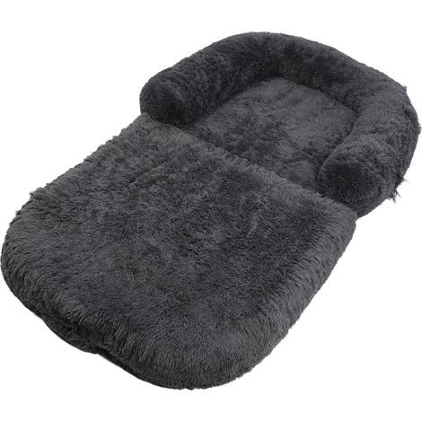 Decdeal Lit pour chien gris foncé, pliable, chaud, en peluche, lavable, pour personnes, grands animaux de compagnie, chat (1/5)