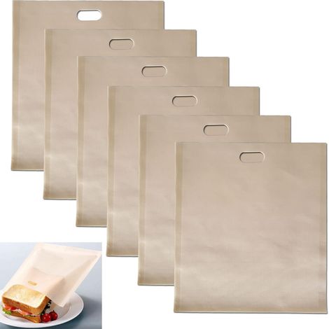 6 paquets de sachets de pain grillé réutilisables, idéal pour les sandwichs au fromage grillé - 100% sans BPA sans gluten - sacs à pain approuvés par la FDA et la LFGB (1/3)