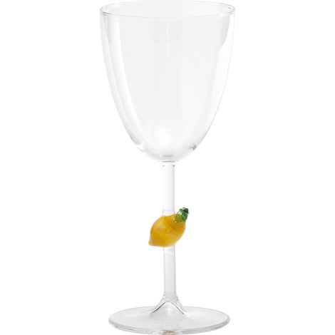 Zafferano Calice Teca Frutta in vetro borosilicato fatto a mano con decoro limone inserito nel gambo, design raffinato per una tavola vivace e unica