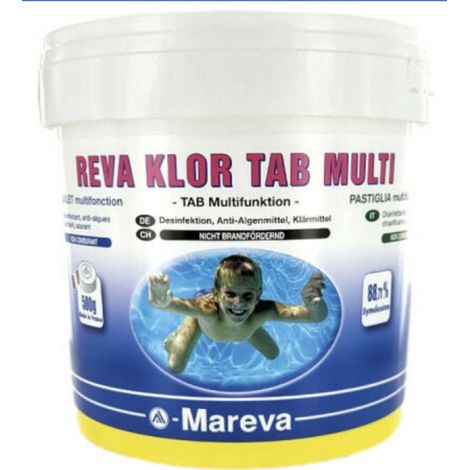Mareva – Désinfectant longue durée pour piscine – 5kg en galets de 500g – Stabilise le pH et détruit les algues – 100191U
