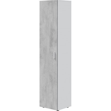 Caesaroo – Armoire 1 porte gris ciment 37x182h cm – Structure en panneaux mélaminés – 3 étagères réglables – Capacité 8 kg par étagère (1/6)