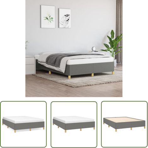 The Living Store Bettgestell ohne Matratze Dunkelgrau 140x200 cm Stoff - Bettrahmen - Doppelbett - Boxspringbetten - Lattenrost - Schlafzimmermöbel (1/5)
