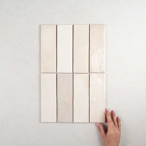 Carrelage mural uni faïence 6,5x20 cm – Effet zellige semi-brillant – Résistant à l'humidité et aux taches – Pour cuisines et salles de bains