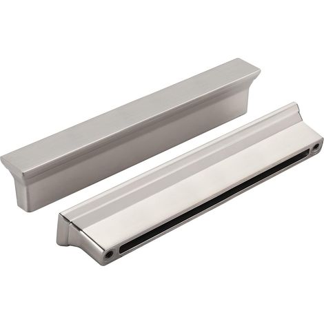 Juego de 20 tiradores plateados para armarios, para muebles de cocina y baño, distancia entre centros de 128 mm. (1/5)