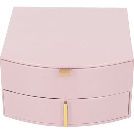 Boîte à bijoux double couche grande capacité rangement organisateur pour boucles d'oreilles maison rose (1/5)