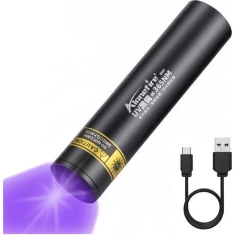 SV57 3W Small UV LED Torch 365nm Rechargeable Ultraviolet Lamp Black Light Mini Urine Detector for Resin, Fluorescein, Minerals with Charging Indicator, Built-in Battery