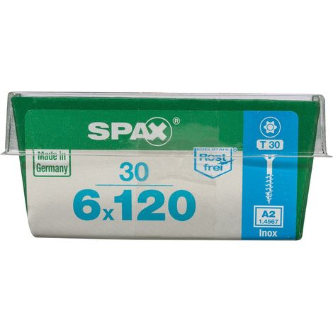 SPAX Edelstahlschraube, 6 x 120 mm, 30 Stück, Teilgewinde, Senkkopf, T-STAR plus T30, 4CUT - 4197000601212 (1/3)
