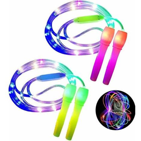 Tigrezy Ensemble de 2 Cordes à Sauter Del, Longueur Ajustable et Trois Modes de lumière Corde à Sauter pour Enfant, Light Show, Fitness (1/5)