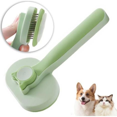 Brosse - Animaux - Autonettoyante - Élastiques - Massage Doux - Vert (1/4)