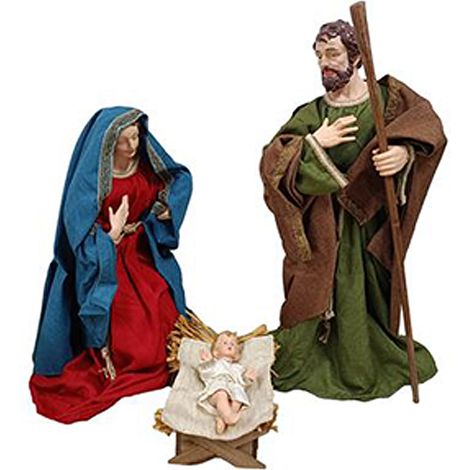 Nativita 3 pezzi vestiti in tessuto grande h90 sacra famiglia presepe spettacolare decorazione addobbi natalizi per casa negozi