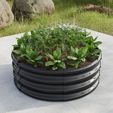 Bac potager surélevé acier galvanisé noir extérieur OKMYHOME (1/5)