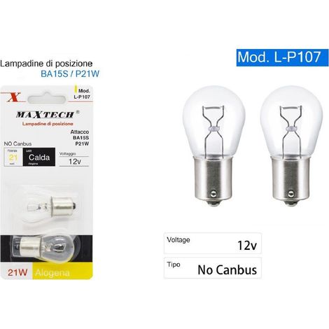 TRADE SHOP - Lampadine Di Posizione Auto Ba15s L-p107 12v 21watt Luce Calda Alogena No Canbus - (1/3)
