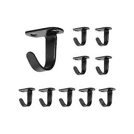 10 Haken – Kleiderhaken – Garderobenhaken – Deckenhaken – Schwarz – Edelstahl – Vorbohrungen – 3,5 x 3,3 x 2 cm