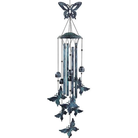 Windspiel für den Außenbereich mit 4 Aluminiumröhren – Schmetterlings-Windspiel mit S-Haken, Hängedekoration