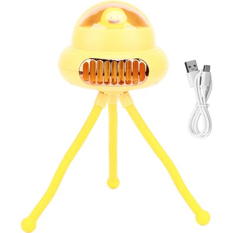 Ventilateur de Poussette Portable 3 Vitesses avec Jambes Octopus Flexibles - Ventilateur Silencieux Sans Lames, Multifonctionnel, Jaune (1/5)