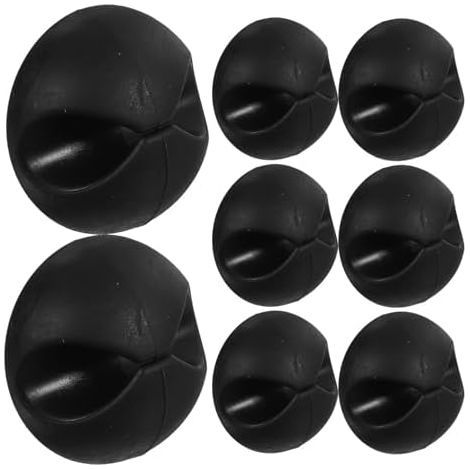 Cable Organizer for USB and Chargers, 8pcs Black Adhesive Clips in Practical Holder, No Burrs, for Office or Car - (1/5)