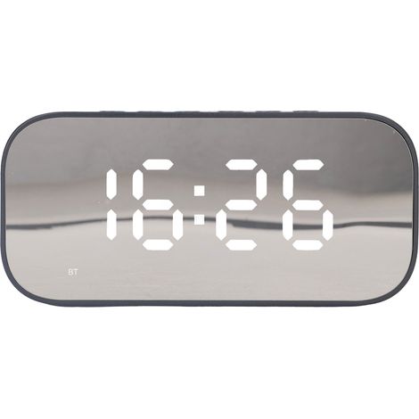 Radio-réveil portable avec variateur, double alarme FM et haut-parleur Bluetooth, idéal pour la maison ou le bureau (noir).