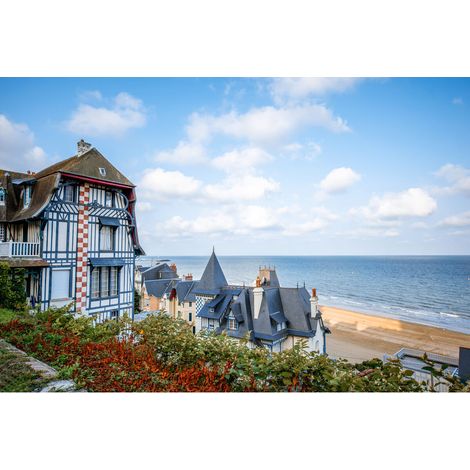 Tableau sur toile maison Colombage en Normandie 65x97 cm - Impression sur Toile Murale Décorative - Image imprimée en HD sur Toile - Toile sur Châssis en Bois FSC - Fabriqué en France (1/4)