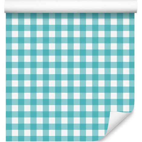 Papier peint à motifs céladon, turquoise et blanc 50 x 1000 cm (1/5)