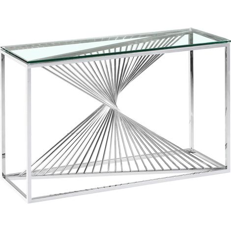 Console luxury BRITTANY Chrome verre transparent 120x40x78 cm