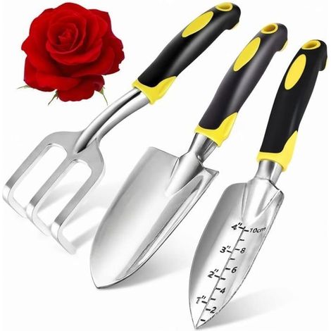 Heavy Duty Aluminum Garden Tool Set with Soft Handles Non Slip Hand Rake, Trowel and Weed Shovel for Gardeners Ideal Gardening (1/5)