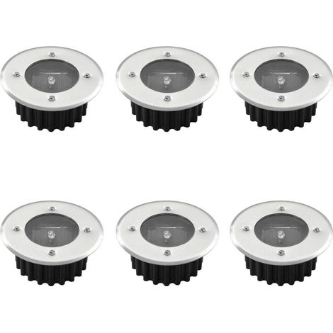 Luces solares planas para caminos exteriores: Paquete de 6 luces solares de suelo impermeables para exteriores - Luces solares de disco para caminos, patios y césped