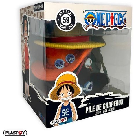 Tirelire 1 pièce PLASTOY Pile de Chapeaux Luffy Ace Sabo 15 cm PVC (1/4)