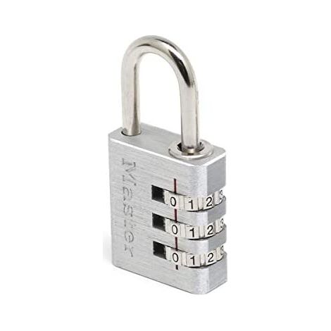 Master Lock – Cadenas à combinaison programmable en aluminium 30 mm – Anse en acier chromé résistante à la coupe – Sécurité 3 chiffres - 7630EURD