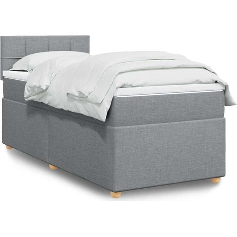 Boxspringbett mit Matratze Hellgrau 80x200 cm Stoff