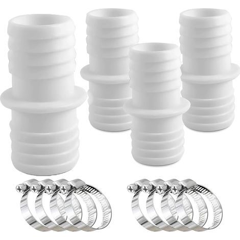4 Pcs Raccord Tuyau Piscine 38mm, Adaptateurs de Tuyau 38 a 38, Adaptateur Tuyau Arrosage, 8 Pcs serrage universels en acier Inoxydable, Adaptateurs de Tuyau - Double embout de Tuyau (1/4)