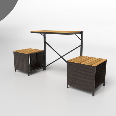 2-in-1 Outdoor Folding Bench, Acacia Wood & PE Rattan