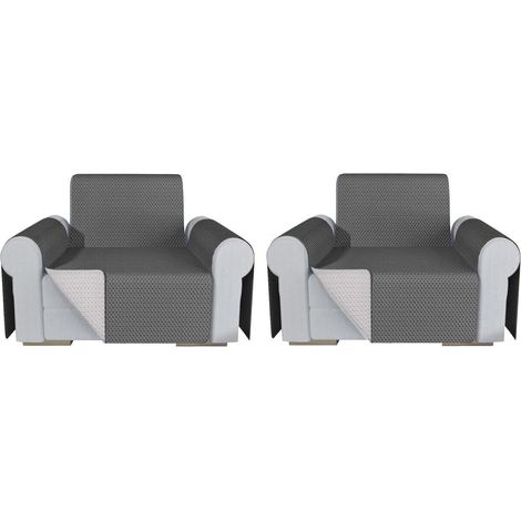 Coppia Set 2 Copripoltrona Proteggi Salva Poltrona Universale Fodera Double Face Elegante - Grigio