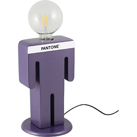 Lampe Adam, Bureau, de la Table de Chevet-Violet, Blanc, Noir en Bois, 15 X 15 X 26 cm, 1 X E27, Max 100W, Dimension du Produit: L15xP15xA26 cm, 1,02 kg (1/5)