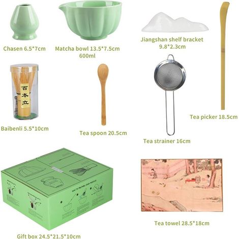 8-teiliges Matcha-Set – für die japanische Zeremonie – inklusive Löffel und Schneebesen (1/4)