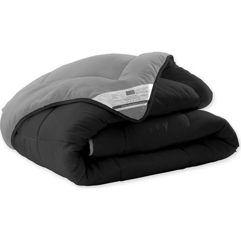 Couette 220X240 Microfibre Bicolore Canon de Fusil/Zinc