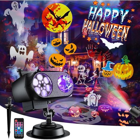 Projecteur décoratif pour Halloween, idéal pour un usage domestique, projecteur de fête amélioré 2025, affiche 8 motifs simultanément, résistant aux intempéries et télécommandé pour un spectacle lumin