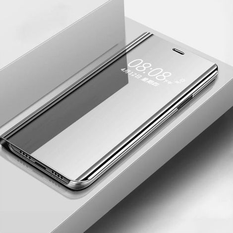 Xiaomi Redmi 8 Hülle, stoßfeste Spiegelhülle, ultradünn mit Ständer, robuster Schutz für Xiaomi Redmi 8, Silber (1/5)