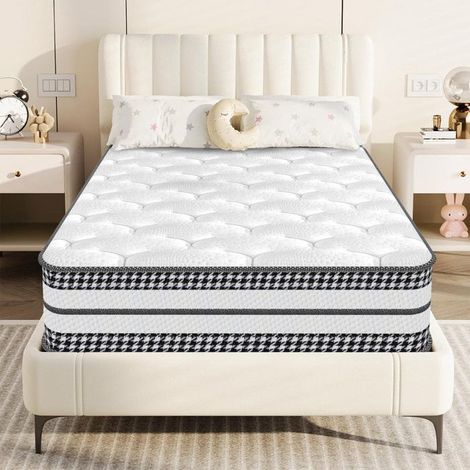 Matelas 90x200 cm Premium, 26 cm d’Épaisseur, Hybride en Mousse à mémoire de Forme à Ressorts ensachés, Latex, Fermeté Moyenne (1/5)