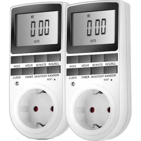Prise Programmable Digitale Minuterie Numérique Journalier Programmateur Prise Electrique avec Ecran LCD et Mode Aléatoire 2 Pack