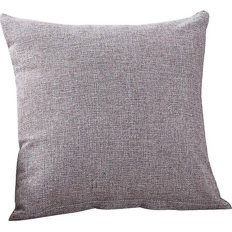 Housse de coussin carrée en lin, couleur unie, douce, pour la décoration de la maison, du canapé, du lit ou de la voiture, 45 x 45 cm (1/5)