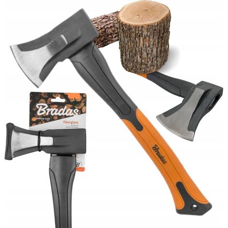 Hache à fendre en fibre de verre 1000g – Lame en acier trempé – Poignée antidérapante TPR – Longueur 40 cm pour fendage du bois – Bradas (1/5)