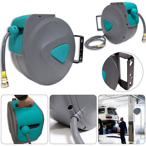 Hengmei – Enrouleur pneumatique automatique mural 20M – Connecteur 1/4' – Aluminium et fer – Protection IP65 pour usage intensif (1/5)