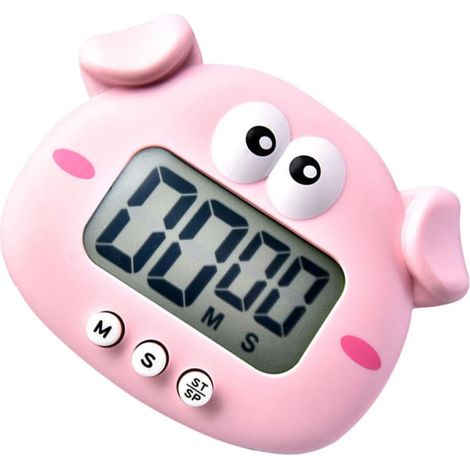 Minuteur Cuisine Électronique en Plastique Rose de Cochon Mignon Écran (1/5)