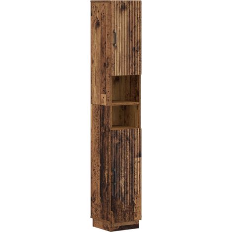Badezimmerschrank mit offenem Regal HOORN Altholz vidaXL (1/5)